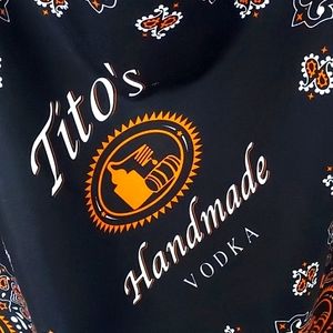 TITOS Handmade Vodka Bandana 22 x 22 Orange Black & White Print Unisex